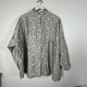 Spirithouse Womens Gray Polka Dot Button-Up Shirt Blouse Top Size M/L Lagenlook